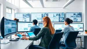 Professional web design team collaborating on a tailored website project.