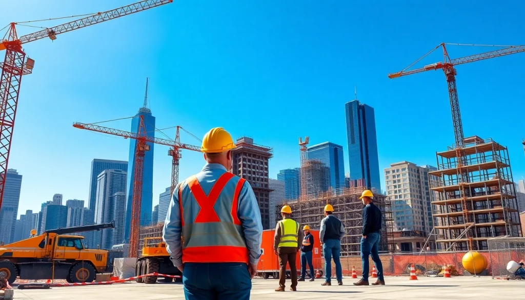 New York Commercial General Contractor supervising a vibrant high-rise construction project in NYC.