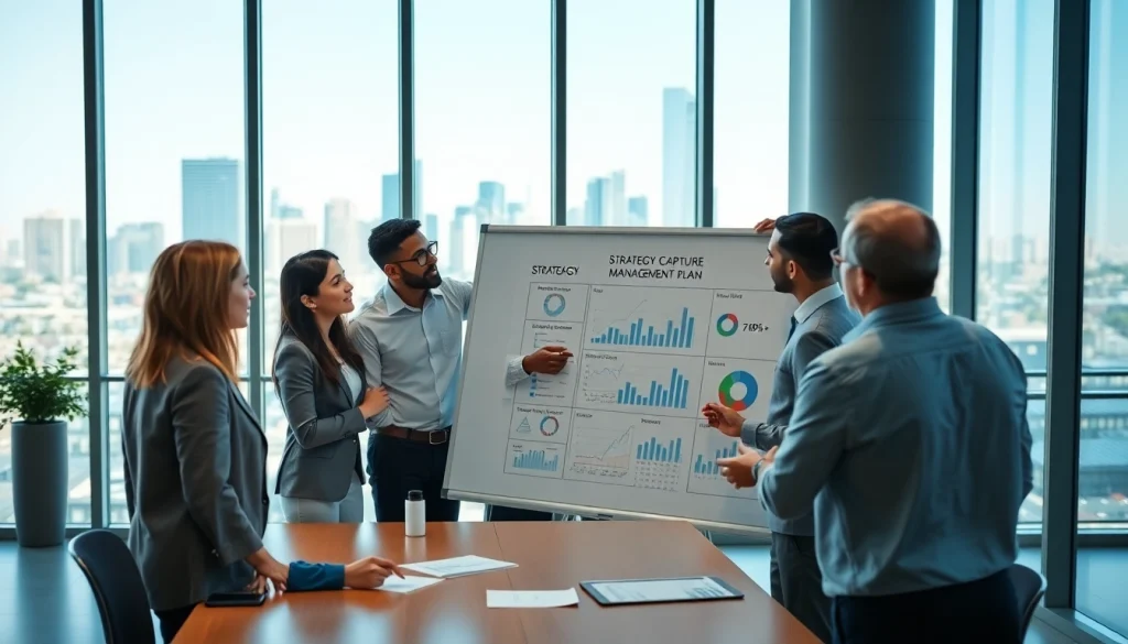 Engaged team strategizing in a professional setting focused on Strategy Capture Management.