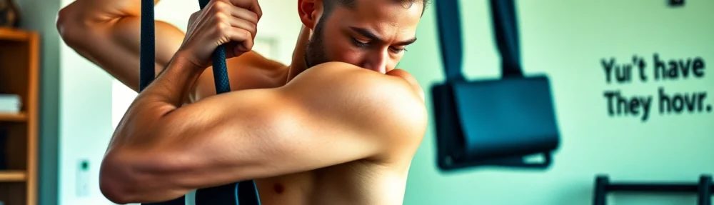 Fitness enthusiast using resistance bands for pull-ups in a dynamic home gym setting.