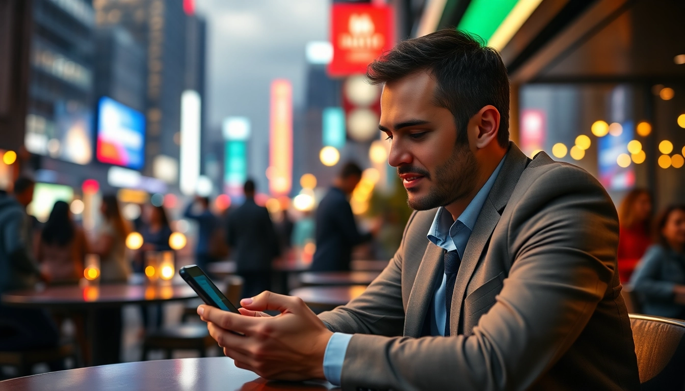 1win hesab yaratmaq prosesi zamanı telefon istifadəçisi müasir şəhər mühitində.