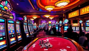 Players enjoying the vibrant onicplay slot machines in a luxurious casino setup.