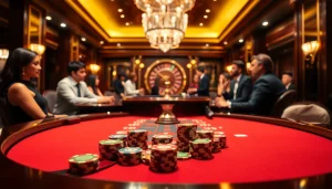 Players strategize at a vibrant poker table, capturing the thrill of i9bet action.