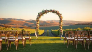 Stunning Clarksburg Wedding Venues featuring a beautiful vineyard setup for a charming ceremony.