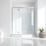 Installation einer modernen duschkabine 90x90 komplett in einem eleganten Badezimmer.