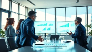 Analyzing growth strategy trends through dynamic collaboration in a modern office.