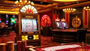 Pengalaman slot demo Mahjong yang menarik dengan suasana kasino yang hidup dan pemain yang antusias.