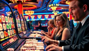 Engage with a thrilling slot demo mahjong experience amidst a luxurious casino setting.