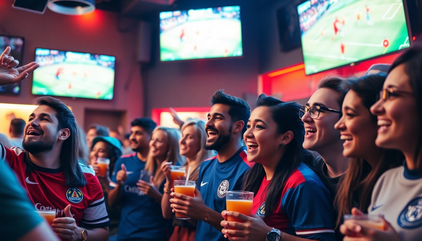 Excited fans enjoying high-definition sports streaming on 토토스토리.
