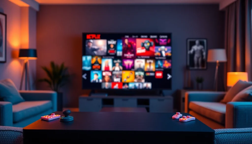 Graj w Netflix gry na nowoczesnym sprzęcie do gier w przytulnym pokoju.