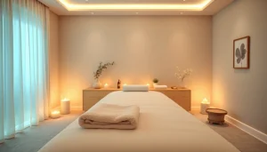 편안한 경험을 위한 진정 요소가 있는 마사지 룸 설정