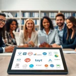 Illustrative scene of IT certifications without studying in a collaborative workspace.