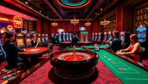 Participez à un gameplay palpitant dans un casino en ligne Français avec des tables élégantes et des joueurs dynamiques.