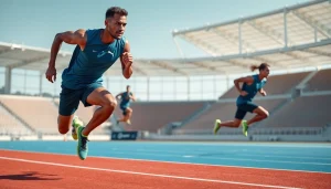 Phantom athletics athlete sprinting on track, showcasing focus and energy.