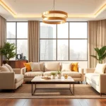 Sleek Illumination features enhance a modern living room with elegant lighting and design.